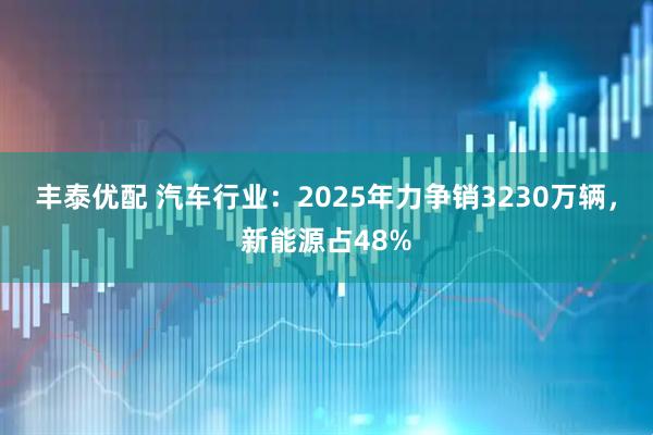 丰泰优配 汽车行业：2025年力争销3230万辆，新能源占48%
