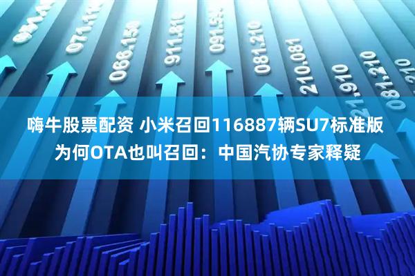 嗨牛股票配资 小米召回116887辆SU7标准版 为何OTA也叫召回：中国汽协专家释疑