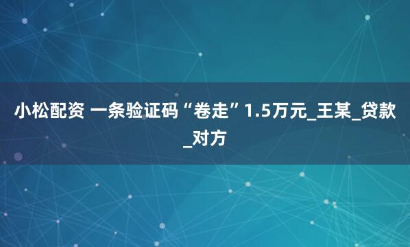 小松配资 一条验证码“卷走”1.5万元_王某_贷款_对方